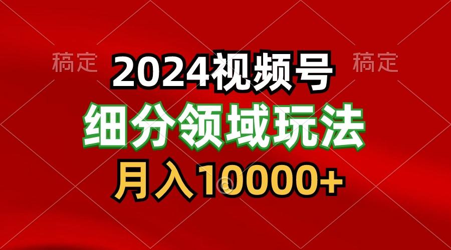 2024视频号分成计划细分领域玩法，每天5分钟，月入1W+-极速轻创