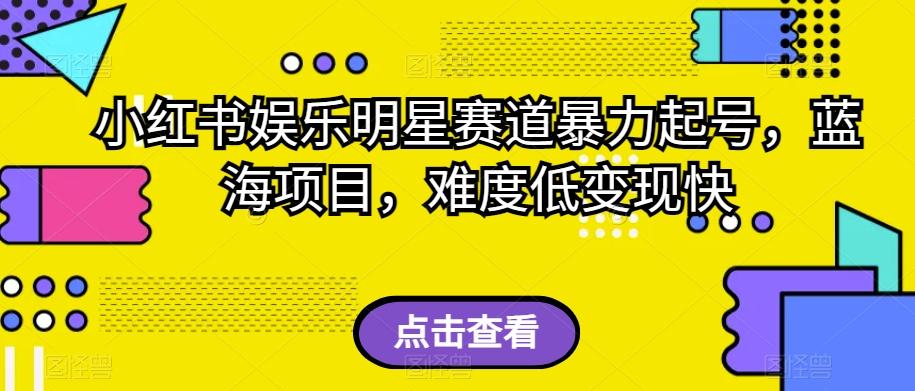 小红书娱乐明星赛道暴力起号，蓝海项目，难度低变现快【揭秘】-极速轻创