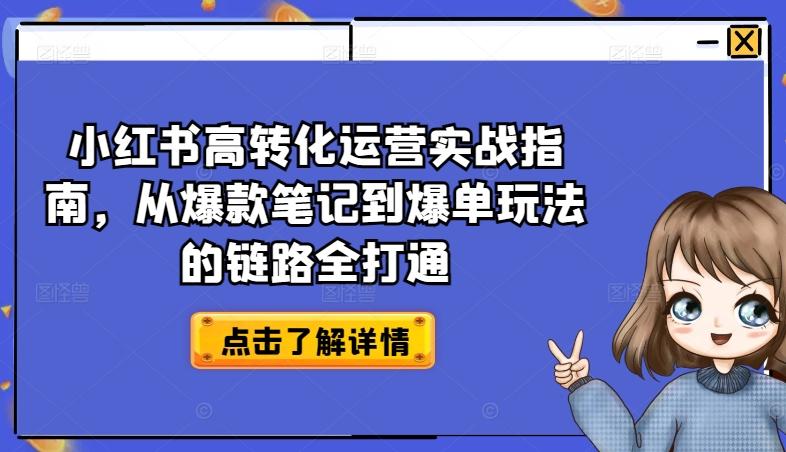小红书高转化运营实战指南，从爆款笔记到爆单玩法的链路全打通-极速轻创