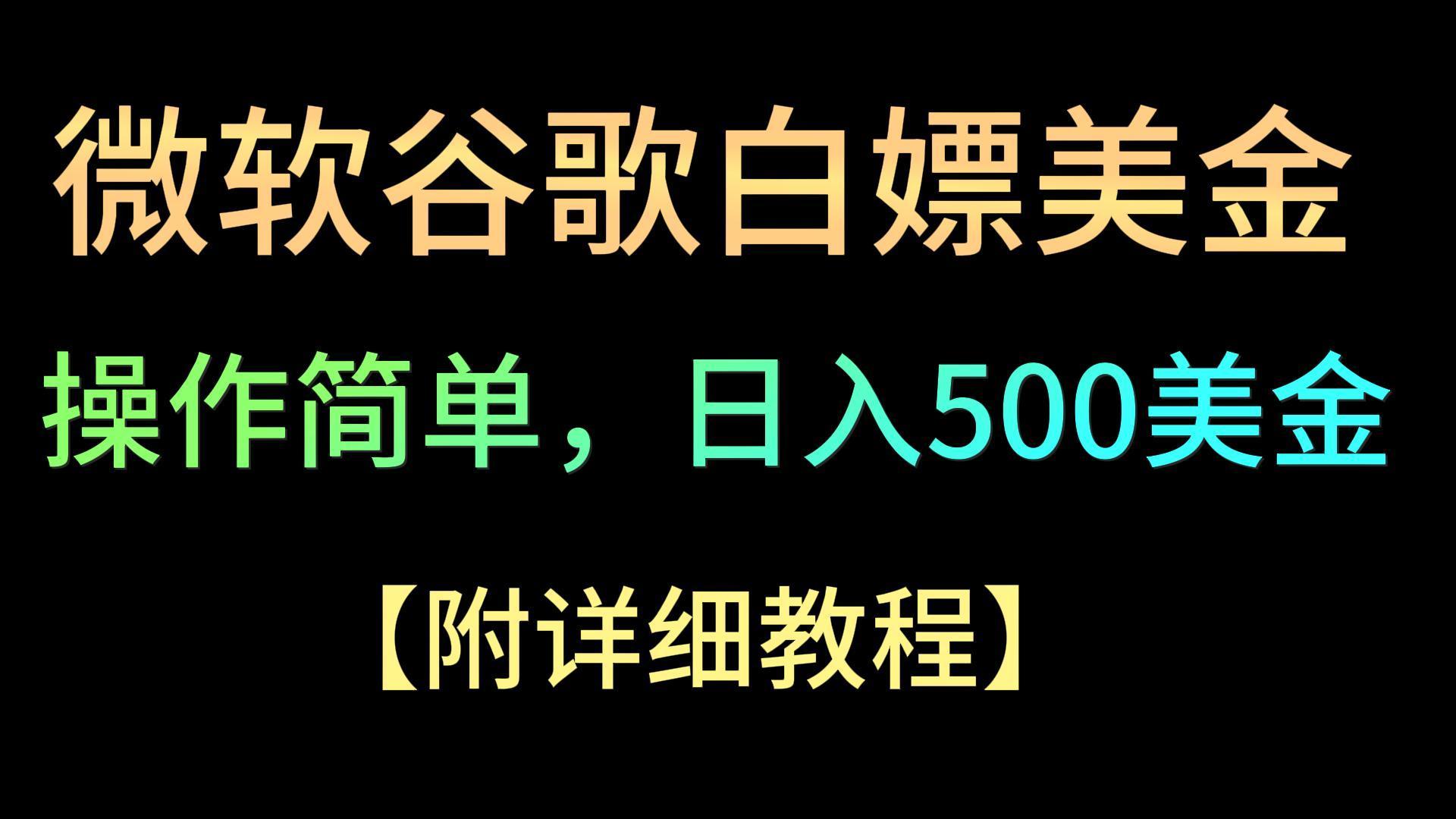 微软谷歌项目3.0，轻松日赚500+美金，操作简单，小白也可轻松入手！-极速轻创