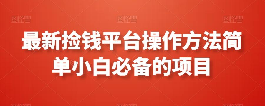 最新捡钱平台操作方法简单小白必备的项目-极速轻创