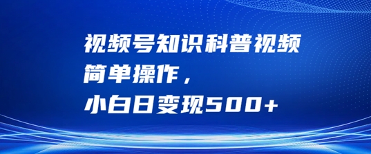 视频号知识科普视频，简单操作，小白日变现500+【揭秘】-极速轻创