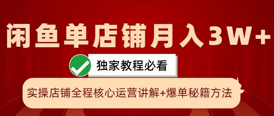 闲鱼单店铺月入3W+实操展示，爆单核心秘籍，一学就会【揭秘】-极速轻创