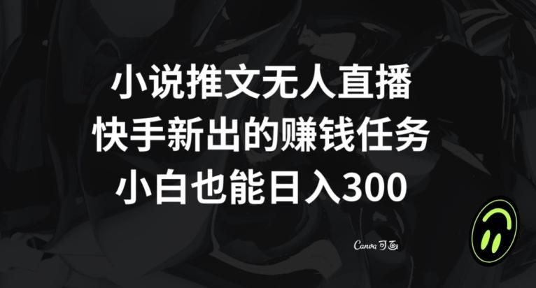 小说推文无人直播，快手新出的赚钱任务，小白也能日入300+【揭秘】-极速轻创