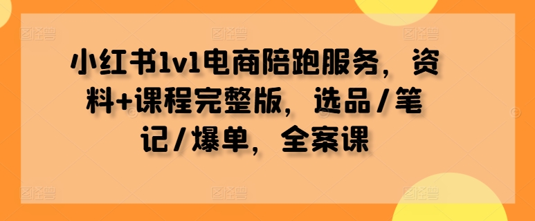 小红书1v1电商陪跑服务，资料+课程完整版，选品/笔记/爆单，全案课-极速轻创