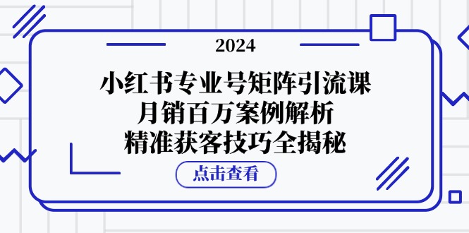 小红书专业号矩阵引流课，月销百万案例解析，精准获客技巧全揭秘-极速轻创