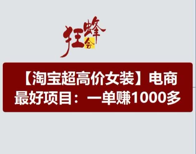淘宝超高价女装项目，电商最好赛道，一单赚1000多-极速轻创