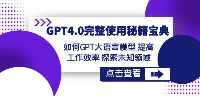 GPT4.0完整使用-秘籍宝典：如何GPT大语言模型提高工作效率探索未知领域-极速轻创