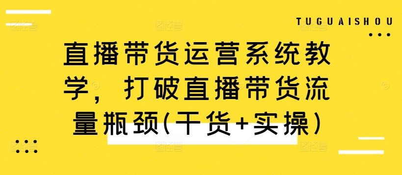 直播带货运营系统教学，打破直播带货流量瓶颈(干货+实操)-极速轻创