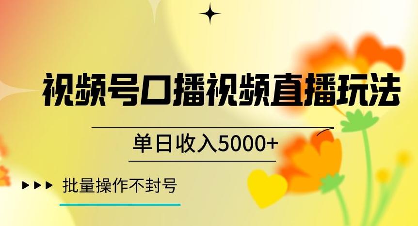 视频号囗播视频直播玩法，单日收入5000+，批量操作不封号【揭秘】-极速轻创
