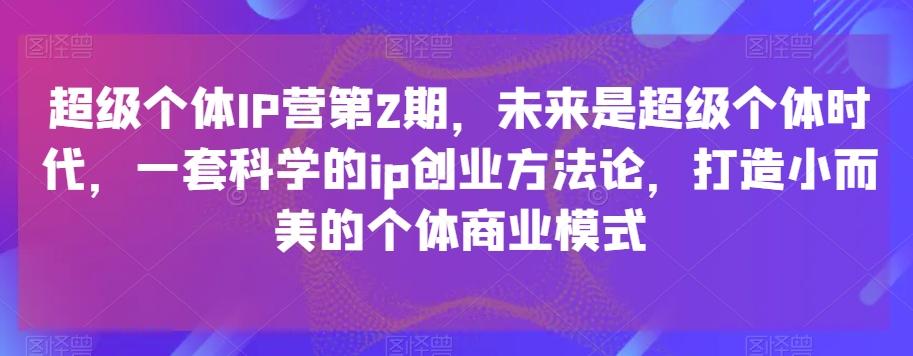 超级个体IP营第2期，未来是超级个体时代，一套科学的ip创业方法论，打造小而美的个体商业模式-极速轻创
