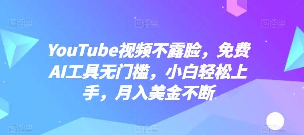 YouTube视频不露脸，免费AI工具无门槛，小白轻松上手，月入美金不断【揭秘】-极速轻创