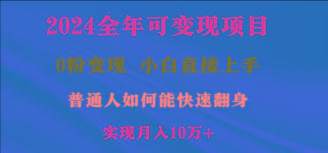 2024全年可变现项目，一天收益至少2000+，小白上手快，普通人就要利用互…-极速轻创