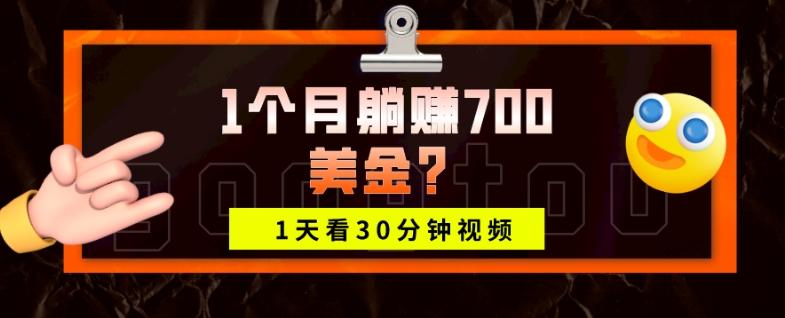 1天看30分钟视频，1个月躺赚700美金？-极速轻创