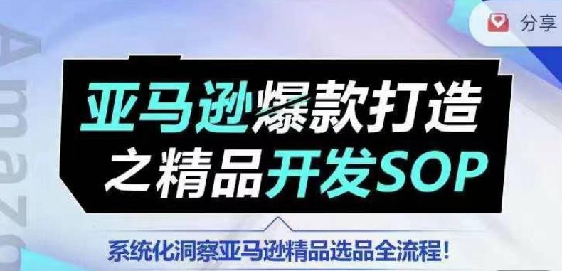 【训练营】亚马逊爆款打造之精品开发SOP，系统化洞察亚马逊精品选品全流程-极速轻创