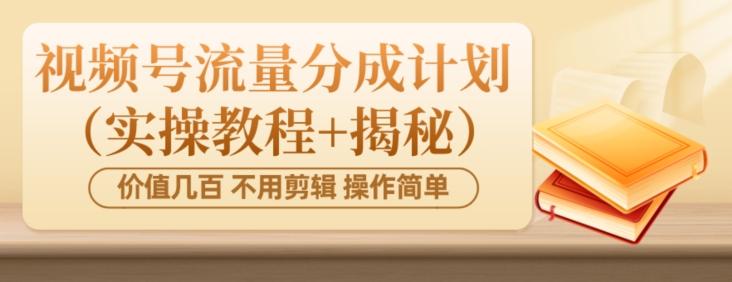 价值几百上千不用剪辑简单操作视频号流量分成计划（实操教程+揭秘）-极速轻创