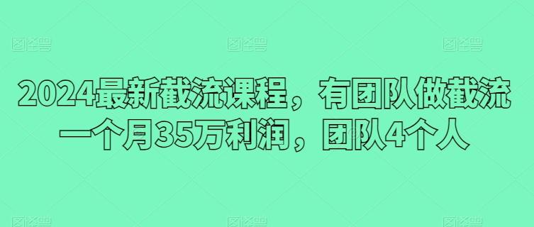 2024最新截流课程，有团队做截流一个月35万利润，团队4个人-极速轻创