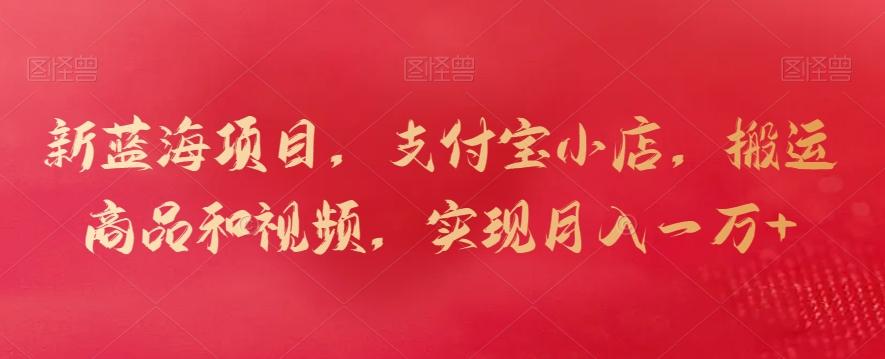 新蓝海项目，支付宝小店，搬运商品和视频，实现月入一万+【揭秘】-极速轻创