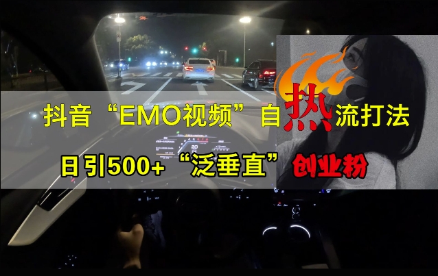 抖音EMO视频自热打法，日引500+“泛垂直”创业粉-极速轻创