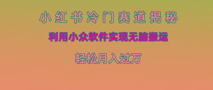 小红书冷门赛道揭秘,利用小众软件实现无脑搬运，轻松月入过万-极速轻创