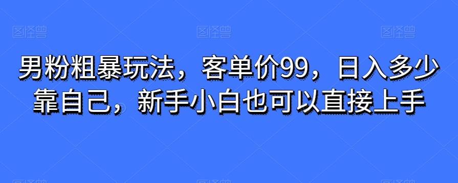 男粉粗暴玩法，客单价99，日入多少靠自己，新手小白也可以直接上手-极速轻创
