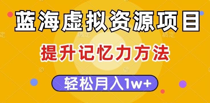 蓝海虚拟资源项目，提升记忆力方法，多种变现方式，轻松月入1w+【揭秘】-极速轻创