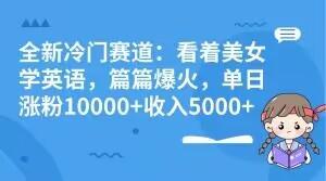 全新冷门赛道：看着美女学英语，篇篇爆火，单日涨粉10000+收入5000+-极速轻创