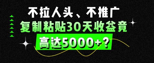 不拉人头、不推广，复制粘贴30天收益竟高达5000+？-极速轻创