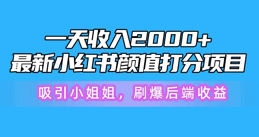 一天收入2000+，最新小红书颜值打分项目，吸引小姐姐，刷爆后端收益-极速轻创