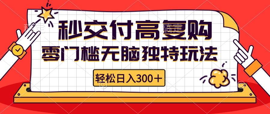 零门槛无脑独特玩法 轻松日入300+秒交付高复购   矩阵无上限-极速轻创