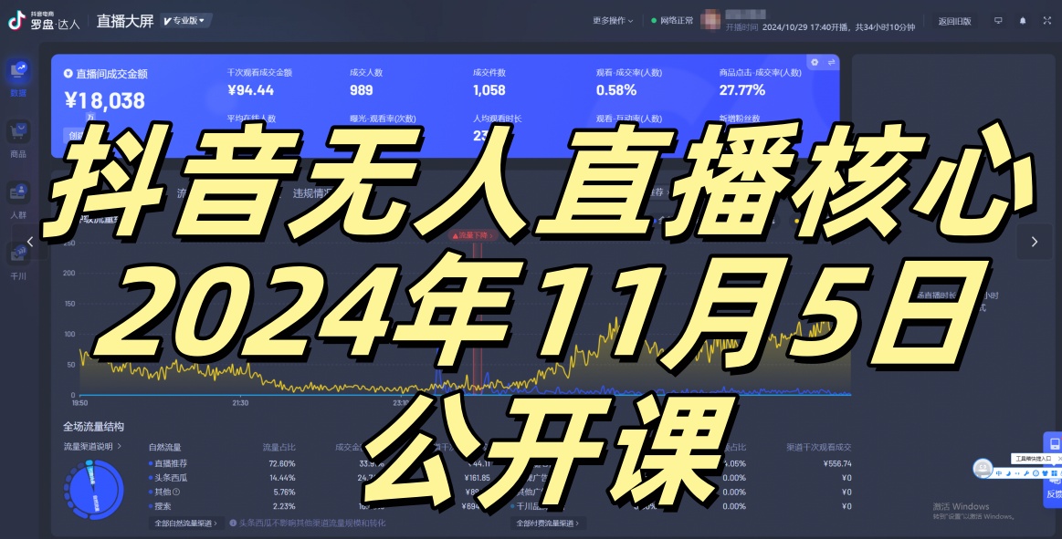 抖音无人直播核心公开课，咸鱼翻身小白可做带有睡后收入月入过万太简单【揭秘】-极速轻创