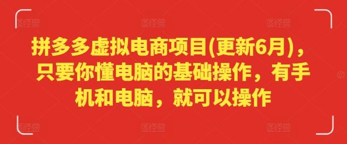 拼多多虚拟电商项目(更新6月)，只要你懂电脑的基础操作，有手机和电脑，就可以操作-极速轻创