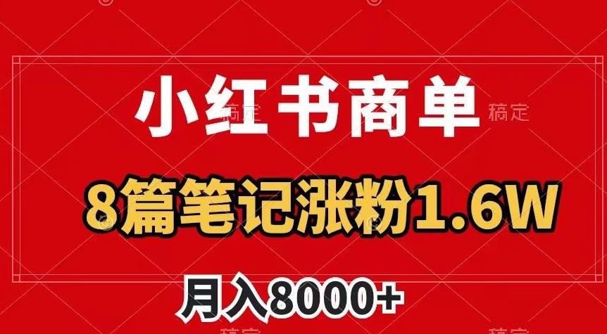 小红书商单最新玩法，8篇笔记涨粉1.6w，作品制作简单，月入8000+【揭秘】-极速轻创