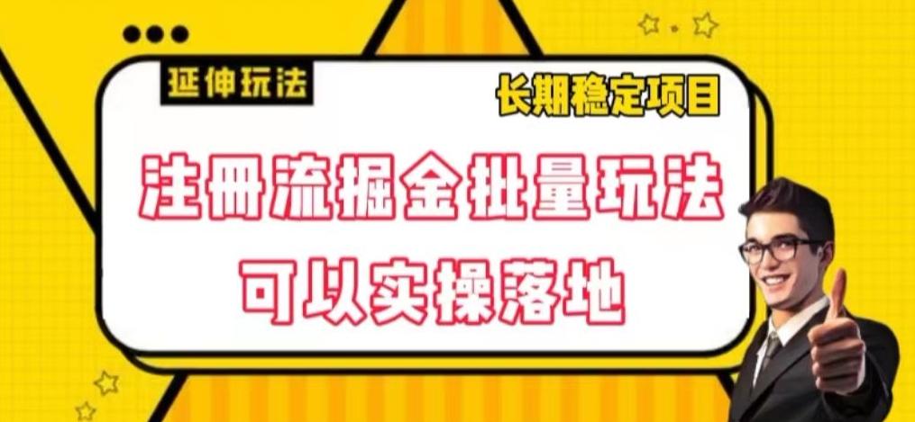注册流掘金批量玩法，可以实操落地【揭秘】-极速轻创