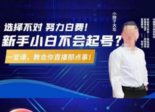 大左教您从0到1做直播带货，选择不对，努力白费，5小时课程搞定那点事，解决你起号问题-极速轻创