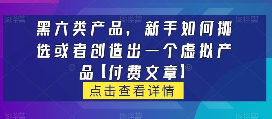 黑六类虚拟产品，新手如何挑选或者创造出一个虚拟产品【付费文章】-极速轻创
