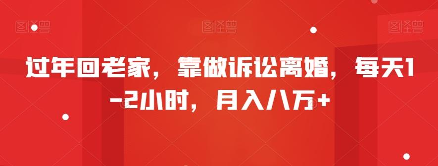 过年回老家，靠做诉讼离婚，每天1-2小时，月入八万+-极速轻创