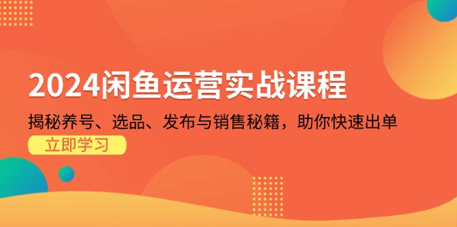 2024闲鱼运营实战课程：揭秘养号、选品、发布与销售秘籍，助你快速出单-极速轻创
