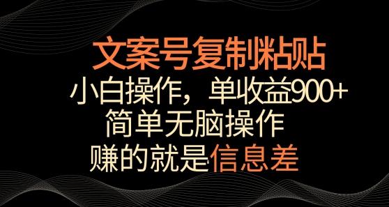 文案号掘金，简单复制粘贴，小白操作，单作品收益900+【揭秘】-极速轻创