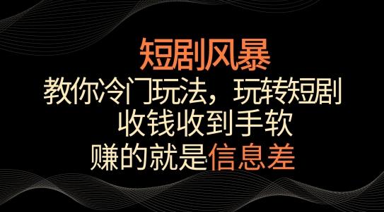短剧风暴，教你冷门玩法，玩转短剧，收钱收到手软【揭秘】-极速轻创