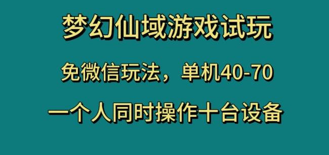 梦幻仙域游戏试玩，免微信玩法，单机40-70，一个人同时操作十台设备【揭秘】-极速轻创