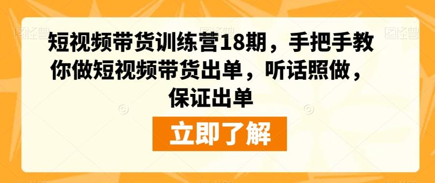 短视频带货训练营18期，手把手教你做短视频带货出单，听话照做，保证出单-极速轻创