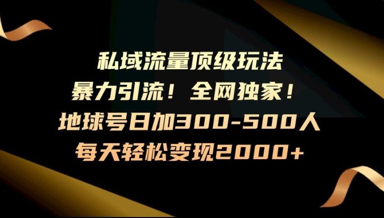 暴力引流，全网独家，地球号日加300-500人，私域流量顶级玩法，每天轻松变现2000+-极速轻创