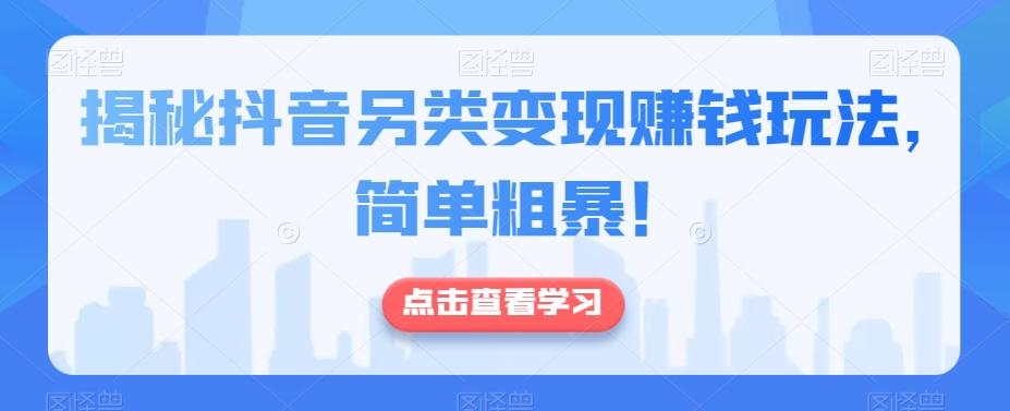 揭秘抖音另类变现赚钱玩法，简单粗暴！-极速轻创