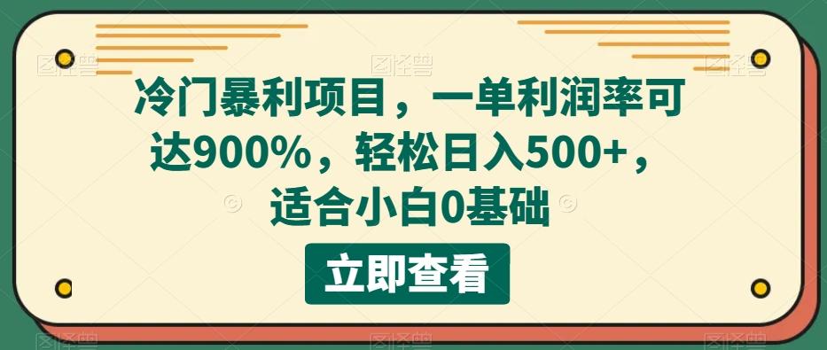 冷门暴利项目，一单利润率可达900%，轻松日入500+，适合小白0基础-极速轻创