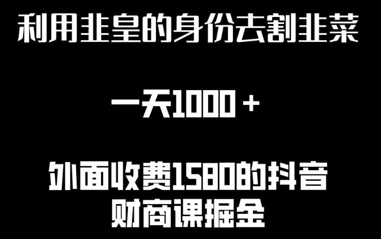 利用非皇的身份去割韭菜，一天1000+(附详细资源)【揭秘】-极速轻创