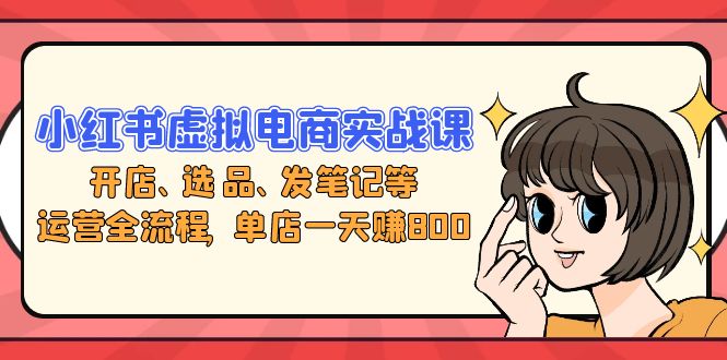小红书虚拟电商实战课：开店、选品、发笔记等运营全流程，单店一天赚800-极速轻创