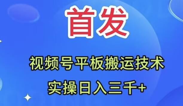 全网首发：视频号平板搬运技术，实操日入三千＋-极速轻创
