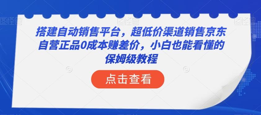 搭建自动销售平台，超低价渠道销售京东自营正品0成本赚差价，小白也能看懂的保姆级教程【揭秘】-极速轻创