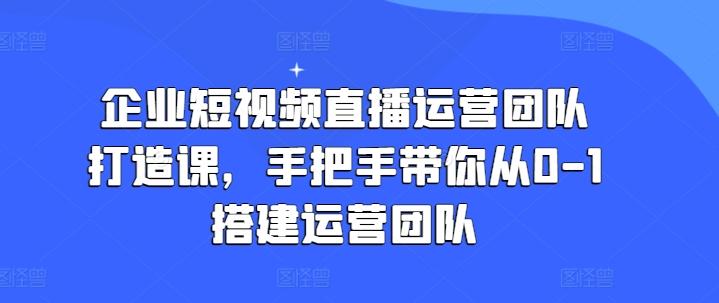 企业短视频直播运营团队打造课，手把手带你从0-1搭建运营团队-极速轻创